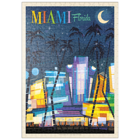 Darstellung des Puzzle Motivs Miami, FL: South Beach (Mod Design), Vintage Poster - Puzzleteile: 500