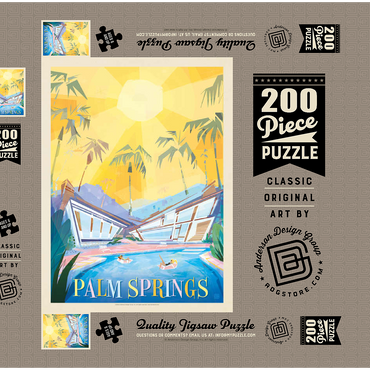 Palm Springs, CA (Mod Design), Vintage Poster 200 Puzzle Schachtel 3D Modell