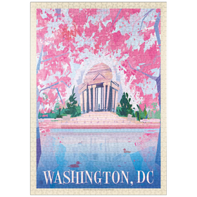 Darstellung des Puzzle-Motivs Washington, DC: Jefferson Memorial In Bloom (Mod Design), Vintage Poster – Puzzleteile: 1000