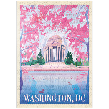 puzzleplate Washington, DC: Jefferson Memorial In Bloom (Mod Design), Vintage Poster 1000 Puzzle