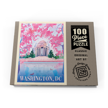 Washington, DC: Jefferson Memorial In Bloom (Mod Design), Vintage Poster 100 Puzzle Schachtel Ansicht3