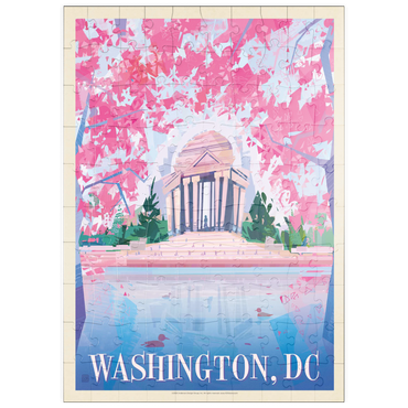 puzzleplate Washington, DC: Jefferson Memorial In Bloom (Mod Design), Vintage Poster 100 Puzzle
