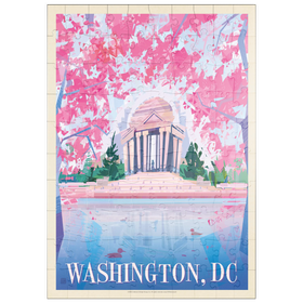 Darstellung des Puzzle Motivs Washington, DC: Jefferson Memorial In Bloom (Mod Design), Vintage Poster - Puzzleteile: 100