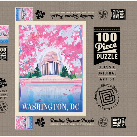 Washington, DC: Jefferson Memorial In Bloom (Mod Design), Vintage Poster 100 Puzzle Schachtel 3D Modell