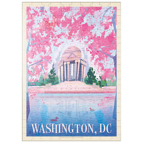 Darstellung des Puzzle-Motivs Washington, DC: Jefferson Memorial In Bloom (Mod Design), Vintage Poster – Puzzleteile: 200