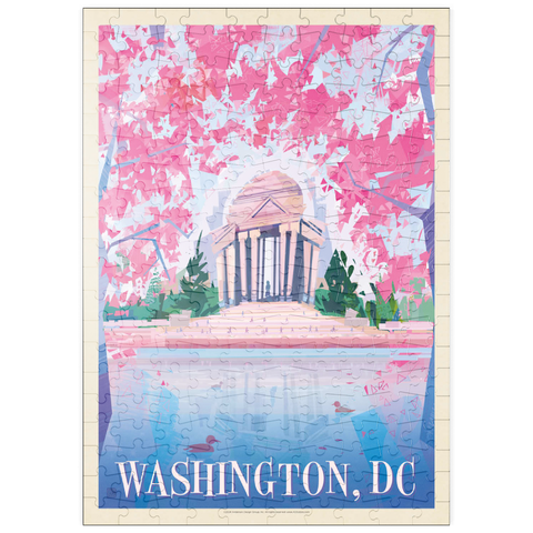 puzzleplate Washington, DC: Jefferson Memorial In Bloom (Mod Design), Vintage Poster 200 Puzzle