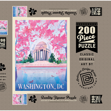 Washington, DC: Jefferson Memorial In Bloom (Mod Design), Vintage Poster 200 Puzzle Schachtel 3D Modell