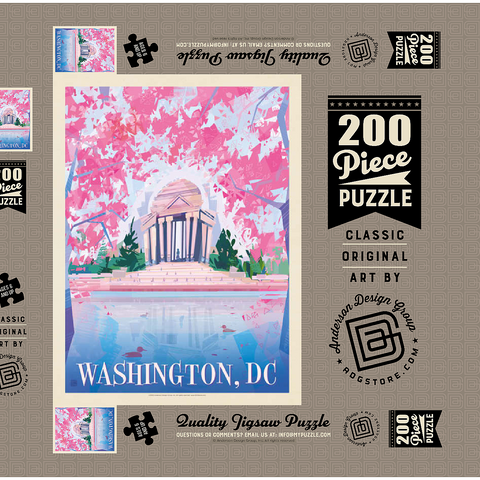 Washington, DC: Jefferson Memorial In Bloom (Mod Design), Vintage Poster 200 Puzzle Schachtel 3D Modell