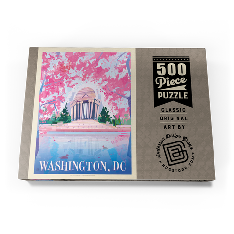 Washington, DC: Jefferson Memorial In Bloom (Mod Design), Vintage Poster 500 Puzzle Schachtel Ansicht3