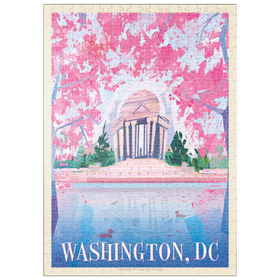Darstellung des Puzzle-Motivs Washington, DC: Jefferson Memorial In Bloom (Mod Design), Vintage Poster – Puzzleteile: 500