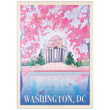 puzzleplate Washington, DC: Jefferson Memorial In Bloom (Mod Design), Vintage Poster 500 Puzzle