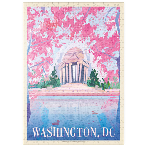 puzzleplate Washington, DC: Jefferson Memorial In Bloom (Mod Design), Vintage Poster 500 Puzzle