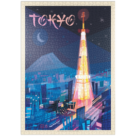 Darstellung des Puzzle Motivs Japan: Tokyo (Mod Design), Vintage Poster - Puzzleteile: 1000