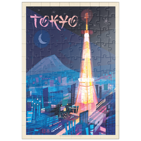 Darstellung des Puzzle Motivs Japan: Tokyo (Mod Design), Vintage Poster - Puzzleteile: 100
