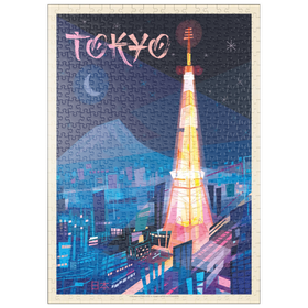 Darstellung des Puzzle Motivs Japan: Tokyo (Mod Design), Vintage Poster - Puzzleteile: 500