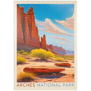 puzzleplate Arches National Park: Park Avenue Trailhead, Vintage Poster 1000 Puzzle