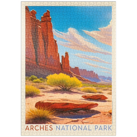 puzzleplate Arches National Park: Park Avenue Trailhead, Vintage Poster 1000 Puzzle