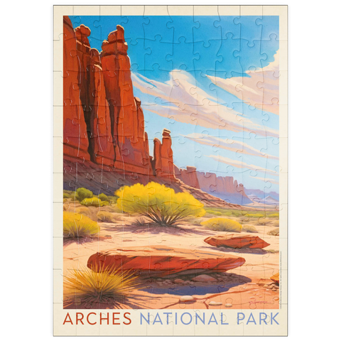 puzzleplate Arches National Park: Park Avenue Trailhead, Vintage Poster 100 Puzzle
