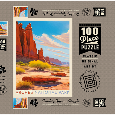 Arches National Park: Park Avenue Trailhead, Vintage Poster 100 Puzzle Schachtel 3D Modell
