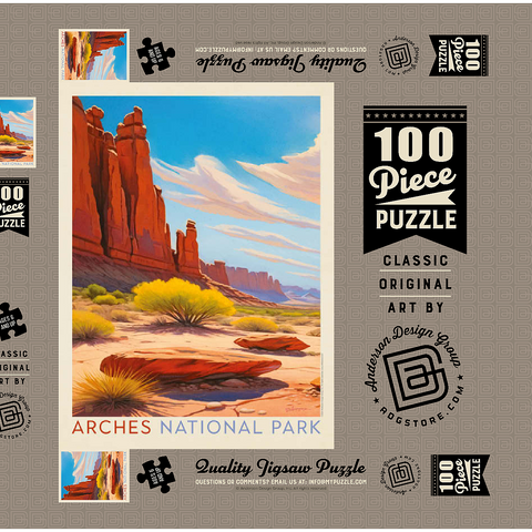 Arches National Park: Park Avenue Trailhead, Vintage Poster 100 Puzzle Schachtel 3D Modell