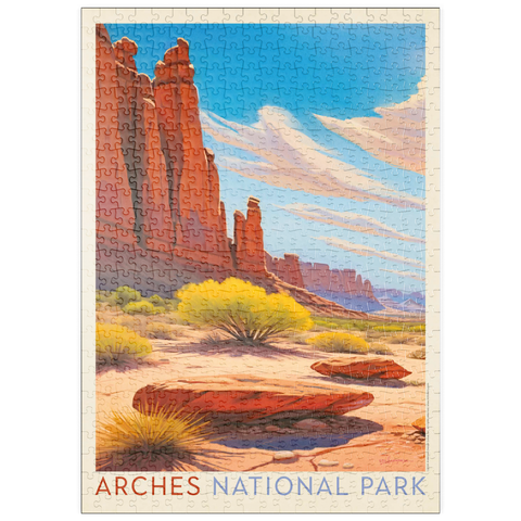 puzzleplate Arches National Park: Park Avenue Trailhead, Vintage Poster 500 Puzzle