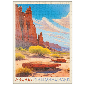 Darstellung des Puzzle Motivs Arches National Park: Park Avenue Trailhead, Vintage Poster - Puzzleteile: 500