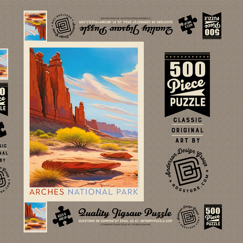Arches National Park: Park Avenue Trailhead, Vintage Poster 500 Puzzle Schachtel 3D Modell