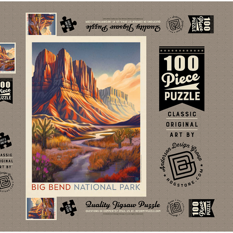 Big Bend National Park: Wonderland, Vintage Poster 100 Puzzle Schachtel 3D Modell