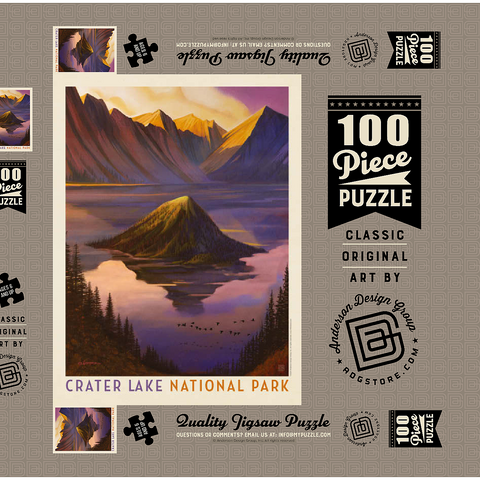 Crater Lake National Park: Morning Glory, Vintage Poster 100 Puzzle Schachtel 3D Modell
