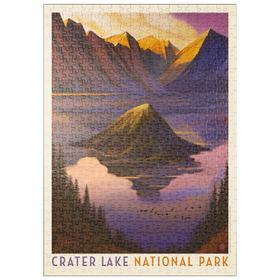 Darstellung des Puzzle Motivs Crater Lake National Park: Dawn, vintage poster - Puzzleteile: 500