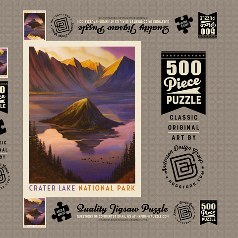 Crater Lake National Park: Morning Glory, Vintage Poster 500 Puzzle Schachtel 3D Modell