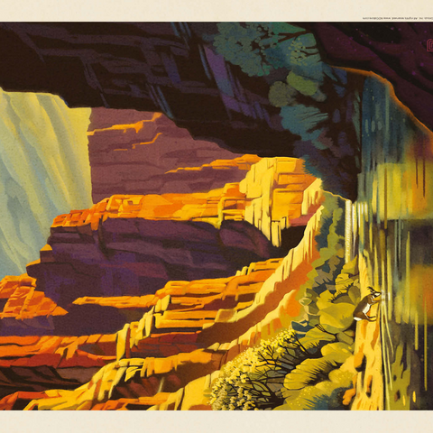 Grand Canyon National Park: Refreshing Shade, Vintage Poster 1000 Puzzle 3D Modell