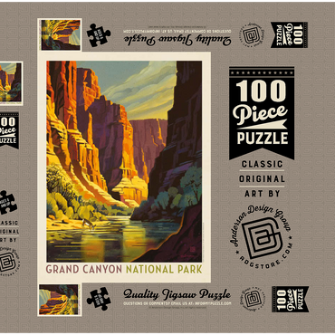 Grand Canyon National Park: Refreshing Shade, Vintage Poster 100 Puzzle Schachtel 3D Modell