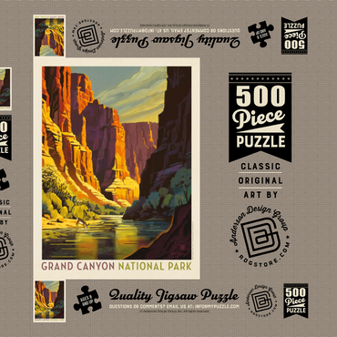 Grand Canyon National Park: Refreshing Shade, Vintage Poster 500 Puzzle Schachtel 3D Modell