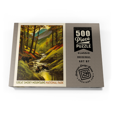 Great Smoky Mountains National Park: Splashing Cubs, Vintage Poster 500 Puzzle Schachtel Ansicht3