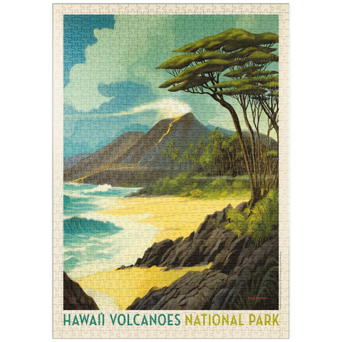 puzzleplate Hawai'i Volcanoes National Park: Lava In The Lagoon, Vintage Poster 1000 Puzzle