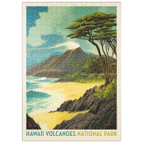 puzzleplate Hawai'i Volcanoes National Park: Lava In The Lagoon, Vintage Poster 500 Puzzle