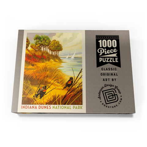Indiana Dunes National Park: Red-winged Blackbirds, Vintage Poster 1000 Puzzle Schachtel Ansicht3