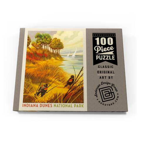 Indiana Dunes National Park: Red-winged Blackbirds, Vintage Poster 100 Puzzle Schachtel Ansicht3