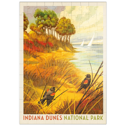 puzzleplate Indiana Dunes National Park: Red-winged Blackbirds, Vintage Poster 100 Puzzle