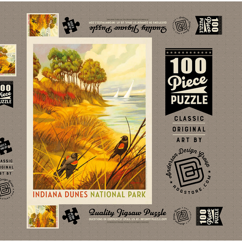 Indiana Dunes National Park: Red-winged Blackbirds, Vintage Poster 100 Puzzle Schachtel 3D Modell