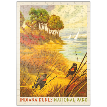 puzzleplate Indiana Dunes National Park: Red-winged Blackbirds, Vintage Poster 200 Puzzle