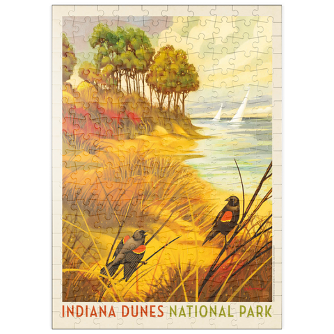 puzzleplate Indiana Dunes National Park: Red-winged Blackbirds, Vintage Poster 200 Puzzle