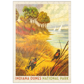 Darstellung des Puzzle Motivs Indiana Dunes National Park: Red-winged Blackbirds, Vintage Poster - Puzzleteile: 200