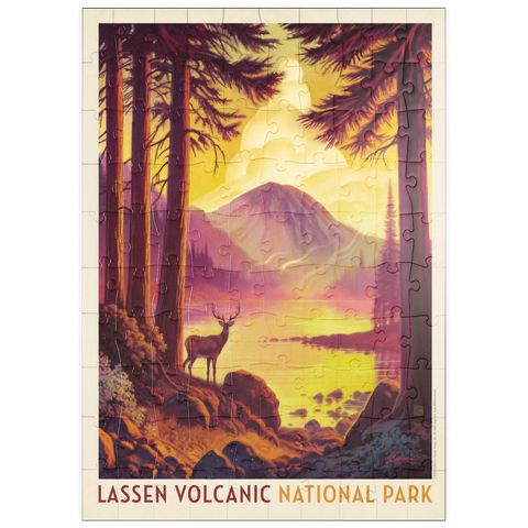 puzzleplate Lassen Volcanic National Park: Morning Mist, Vintage Poster 100 Puzzle