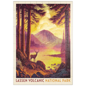 Darstellung des Puzzle Motivs Lassen Volcanic National Park: Morning Mist, Vintage Poster - Puzzleteile: 100