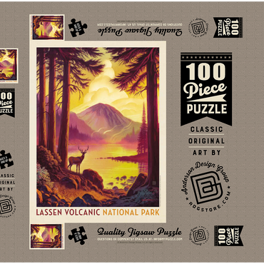 Lassen Volcanic National Park: Morning Mist, Vintage Poster 100 Puzzle Schachtel 3D Modell