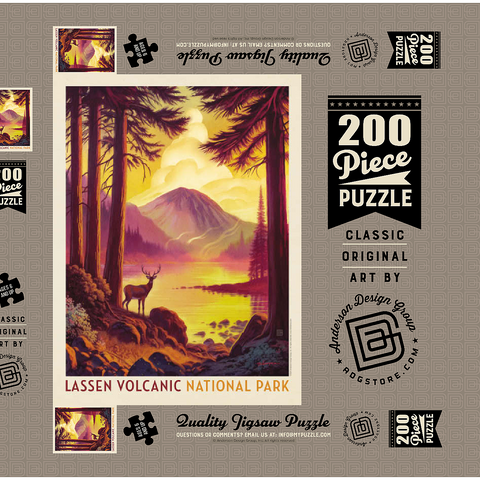 Lassen Volcanic National Park: Morning Mist, Vintage Poster 200 Puzzle Schachtel 3D Modell