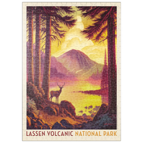 Darstellung des Puzzle Motivs Lassen Volcanic National Park: Morning Mist, Vintage Poster - Puzzleteile: 500