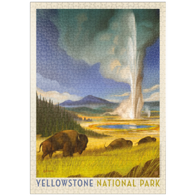 Darstellung des Puzzle-Motivs Yellowstone National Park: Wonderland, Vintage Poster – Puzzleteile: 1000